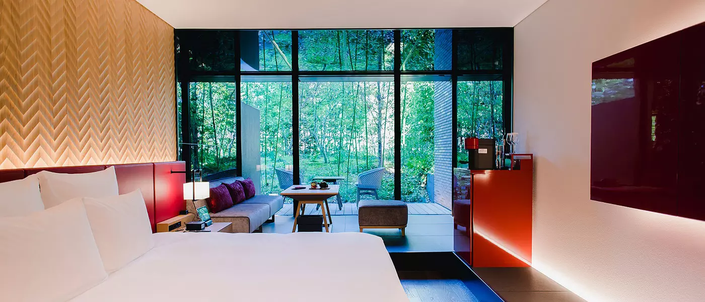boutique hotel with bamboo garden view