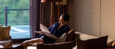 A woman reads a book 
